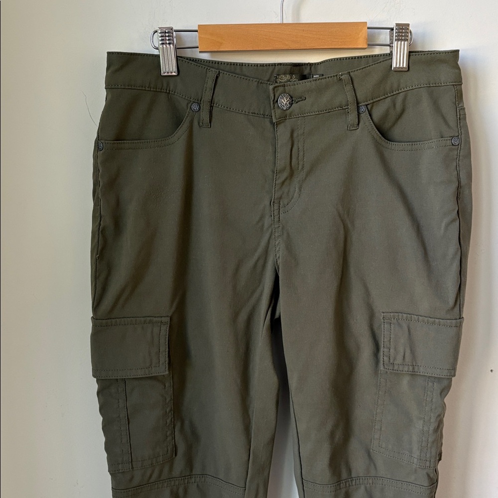 Prana Meme Cargo Pants in Olive Green Hiking Walking Outdoor Casual Size 8 - Picture 4 of 14